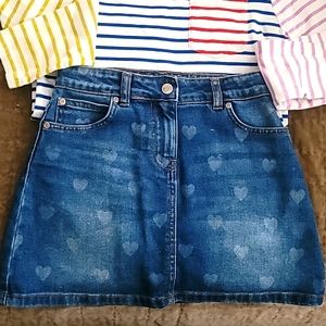 Mini Boden Denim skirt w hearts Sz 11-12y